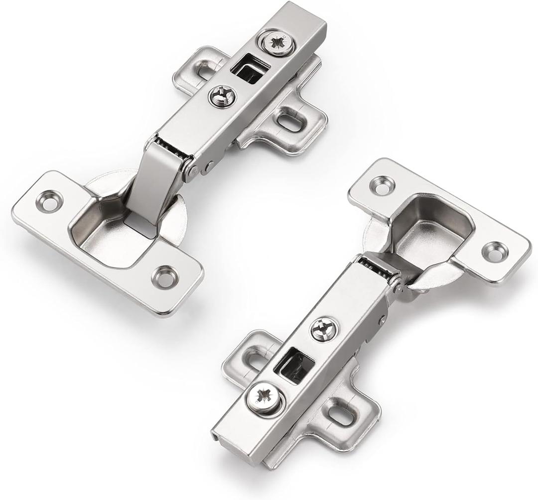 Probrico (4 Pieces Clip On Full Overlay Frameless Furniture Cabinet Door Concealed Hinges Nickel Plated Cabinet Hardware