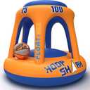 Swimming Pool Basketball Hoop Set by Hoop Shark - Orange/Blue - Inflatable Hoop with Ball - Perfect for Competitive Water Play and Trick Shots - Ultimate Summer Toy