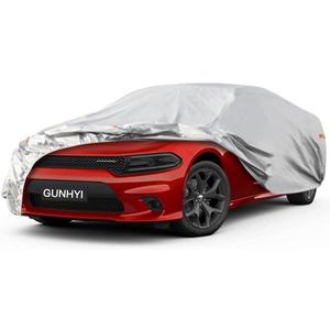 GUNHYI 6 Layers Sedan Car Cover Waterproof All Weather, 100% Waterproof Outdoor Car Covers Full Exterior Covers for Automobiles Sedan Hatch SUV Rain Sun UV Dust Protection. Size A7  