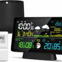 Wireless Rain Gauge and Weather Station, Digital Rain Gauge Outdoor Home Weather Stations with Thermometer, Hygrometer, Atomic Clock, Forecast and Barometer, Weather Station with Rain Gauges