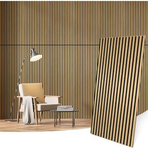 Wood Panels for Wall Acoustic Slat Wall Panels 2-Piece 47.2"23.6" 3D Fluted Sound Absorbing Panel for Interior Wall Decor and Ceiling - Oak