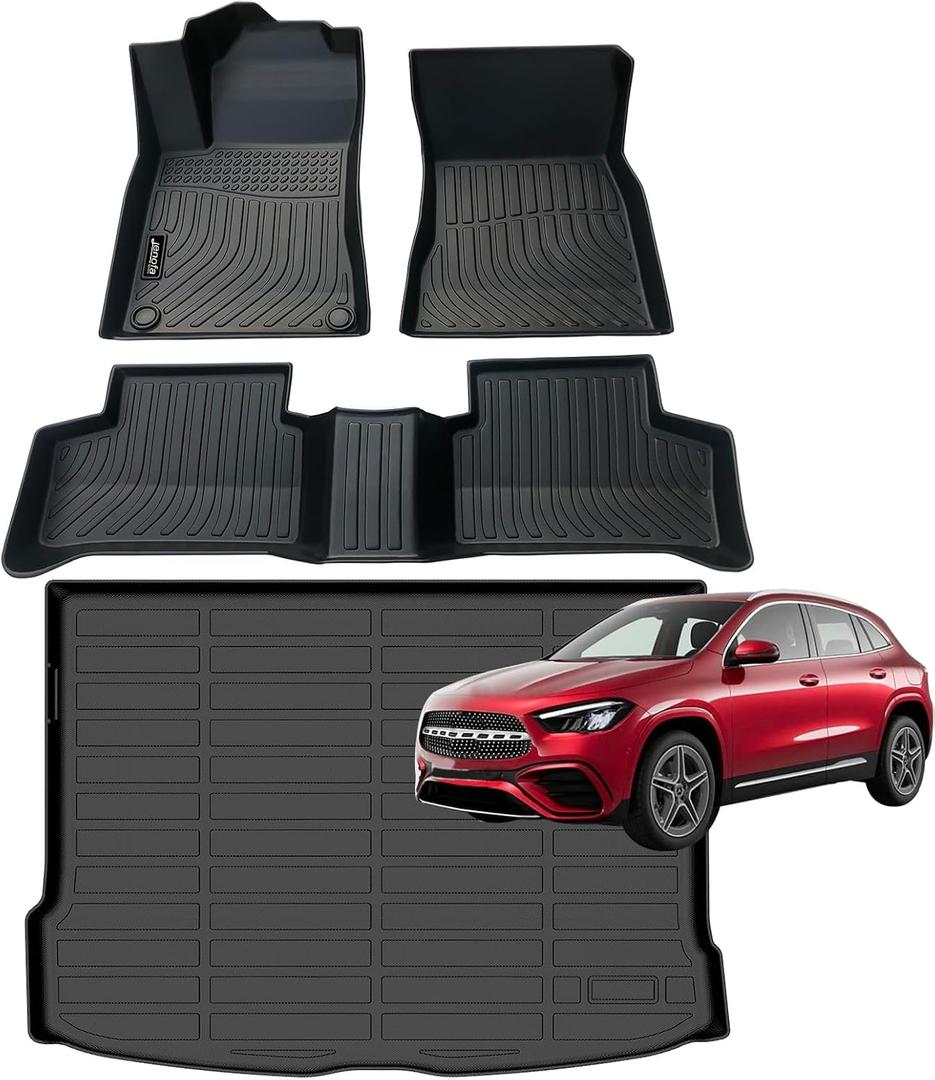 Jenofa-Floor Mats for Mercedes Benz GLA 2021-2026 Cargo Mat Car Mats for Benz GLA 2025 All Weather Floor Liner Custom Fit Automotive Non-Slip Waterproof High Edge Protection Full Set Accessories