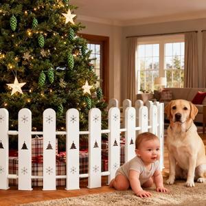 CHRISTMAS TREE FENCE DECORATIONS 35, WHITE