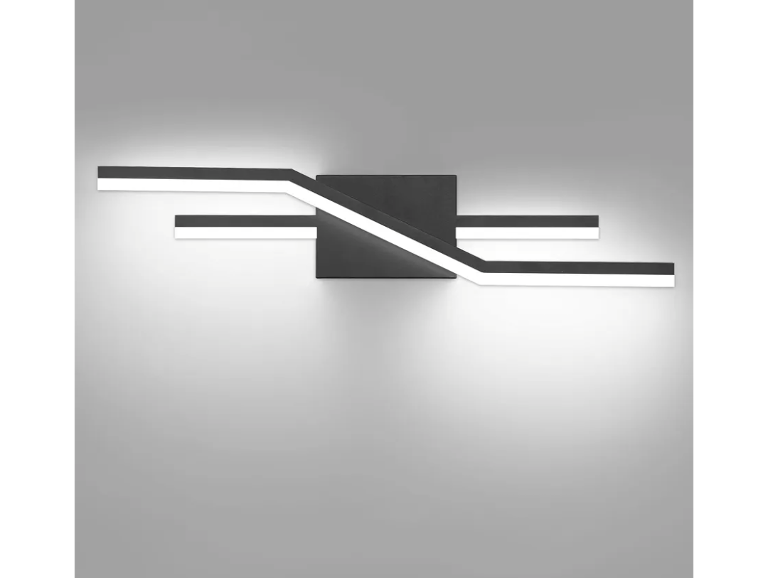 SOLFART Bathroom Light Fixtures Matte Black Dimmable LED Bathroom Vanity Lights Over Mirror 24 Inch Modern Wall Lights