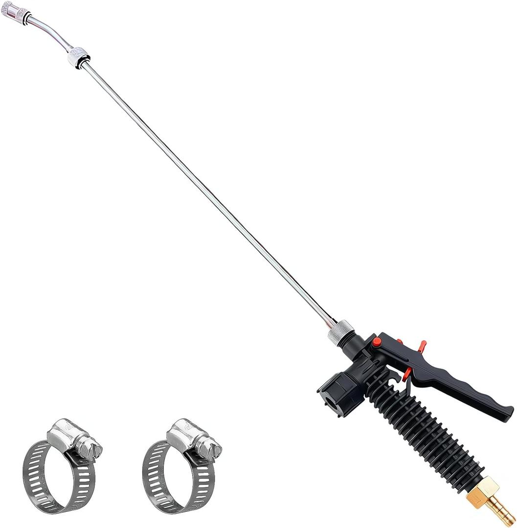29 Inches Sprayer Wand,Adjustable Universal Sprayer Wand with 3/8" Brass Barb, Stainless Steel Replacement Sprayer Wand with Shut off Valve (3/8" Barb Sprayer Wand)