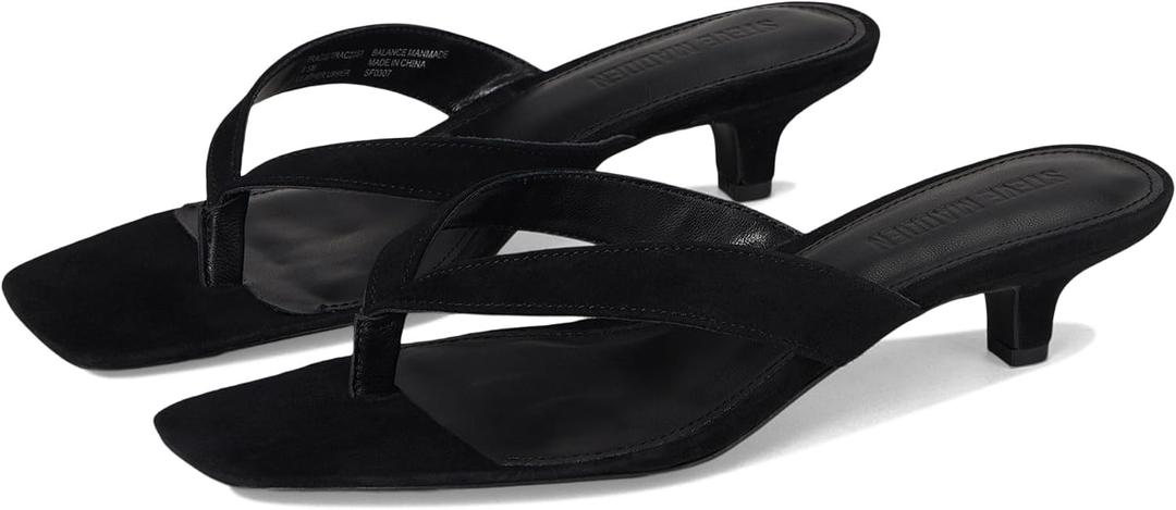Steve Madden Women's Tracie Heeled Sandal, Black Suede, 8