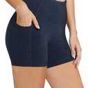 baleaf Biker Shorts Women Yoga Gym Workout Spandex Running Volleyball Tummy Control Compression with Pockets 8" Navy Gray Medium