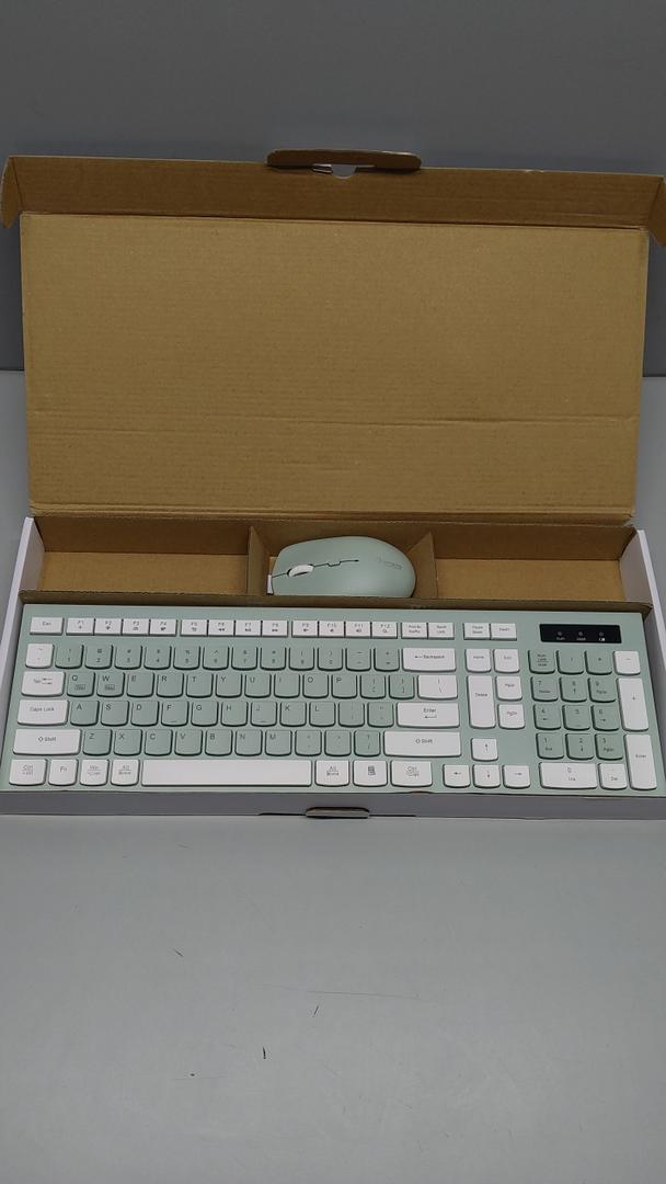 Wireless Keyboard and Mouse Combo, FullSized Wireless Keyboard and Adjustable DPI Mouse, 2.4GHz USB Receiver, Silent Keyboard and Mouse for PC, Windows, MAC, Desktop, Laptop (Avocado Green)