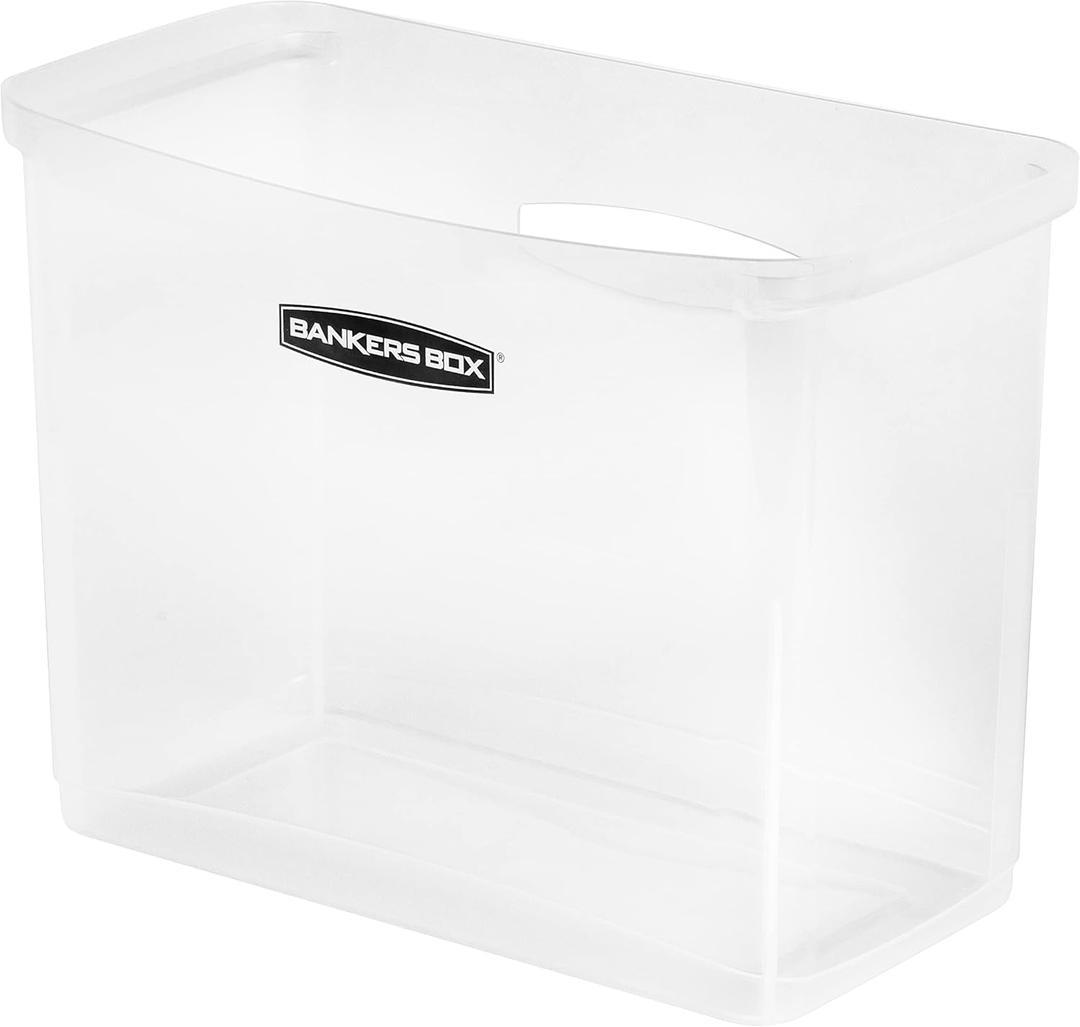 Bankers Box 1 Pack Portable Open Desktop Plastic File Storage Box with Hanging Rails, Side Handle, Organizer Bin, Letter