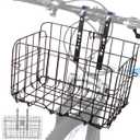 Zacro Bike Basket Front/Rear, Folding Bicycle Basket with Removable Liner Bag, Large Quick Release Design Metal Ebike Basket for Adult Women/Men Carrying Dogs, Pets, Fruit & Grocery