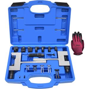 Engine Timing Chain Removal Installer Tool Kit, Camshaft Riveting Tool Kit, Compatible with Mercedes Benz M271 M272 M273 M274 M276 Chrysler Jeep, with Carrying Case & Gloves