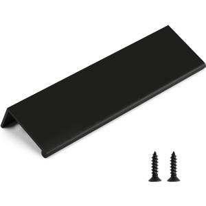 Rergy 4 Pack Black Cabinet Pulls Kitchen Cabinet Handles, Dresser Drawer Hardware Cabinet Edge Pull, 5in Cabinet Finger Pulls LS7030BK128 (Hole Center: 5in(128mm))