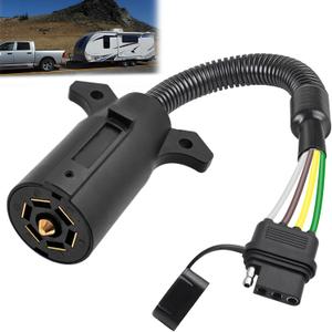 7 Pin to 4 Pin Trailer Adapter 7 Way Blade to 4 Way Flat Trailer Light Connector Adapter,Single-Function 7 Way to 4 Way Trailer for RV Truck