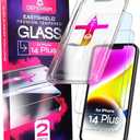 Defenslim Screen Protector for iPhone 14 Plus (2Pack), Easy Auto-Align Install Kit, 6.7" Tempered Glass, 9H Hardness, Ultra HD Clear, Case Friendly, EasyShield