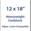 12" x 18" Cardstock Sheets For Inkjet or Laser Printers - Heavy 80lb Cover Matte Finish White - Great for Flyers, Menu's, Posters, Covers (50 Sheets)