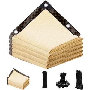 90% Sun Shade Cloth with Grommets, Pergola Replacement Shade Cover Canopy, Mesh Tarp Sun Screens for Outdoor Patio Garden (Beige, 10'x14')
