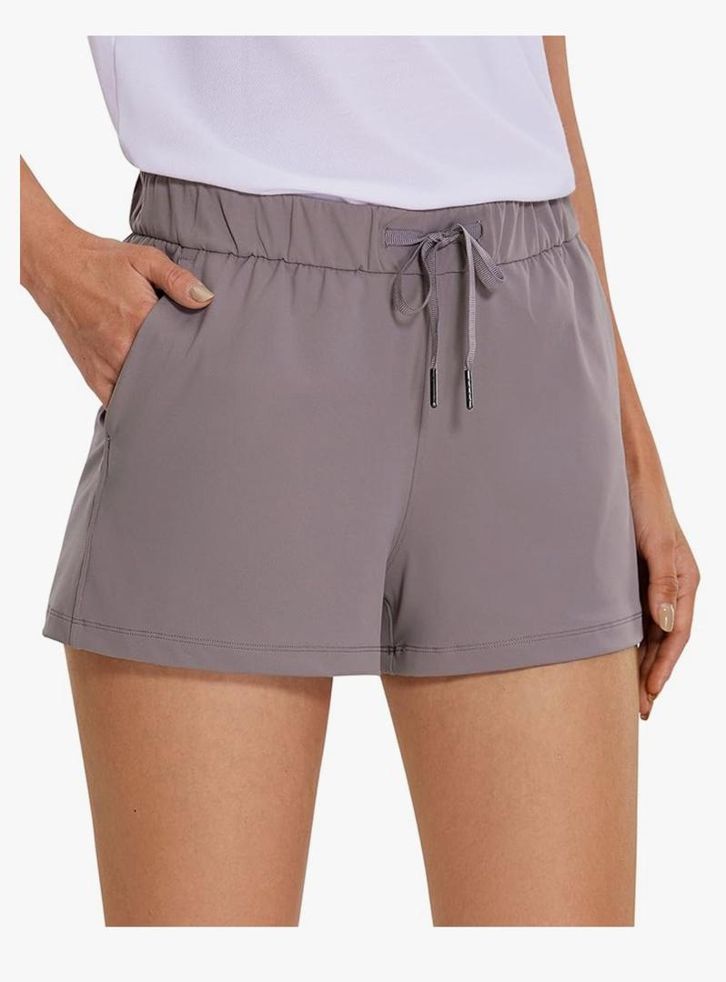 CRZ YOGA Stretch Shorts for Women Work Casual 2.5'' with Pockets for Athketic Workout Travel Hiking Golf (Large)
