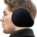 VEKDA Ear Muffs for Men Winter Warmers Foldable Men's Earmuffs Adjustable Suede Ear Covers for Cold Weather Black