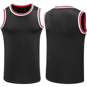 YWIES Plain Basketball Jersey, Blank Team Uniform, Hip Hop Hipster Short Sleeveless Active Shirts (Large, Black-red)