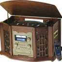 Inovalley- Paris (Retro 11) Nostalgic 5-IN-1 Music Centre System with CD burner recorder - Vinyl records to CD, Cassette to CD, Radio to CD (Record onto a blank CD) - CD Player - Radio - Turntable inc Remote Control 
