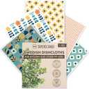 SUPERSCANDI 5 Pack Swedish Dishcloths for Kitchen - 100% Biodegradable & Compostable | Reusable Paper Towels Washable, Food-Safe & Without Plastic - Dish Rags Suitable for Any Surface | Scandi Design