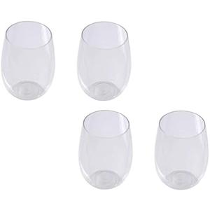 Cabilock Whiskey Glasses 4pcs Plastic Cups Stemless Wine Glasses Clear Coffee Cups Tea Cup Wine Tumblers Beverage Glasses Drinking Cups for Juice Milk Beverage Whiskey Glasses Terrarium