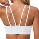 Aoysky Sports Bras for Women Buttery Soft Strappy Padded Sports Bra Double Spaghetti Straps Wireless Yoga Workout Crop Tops (Small, White)