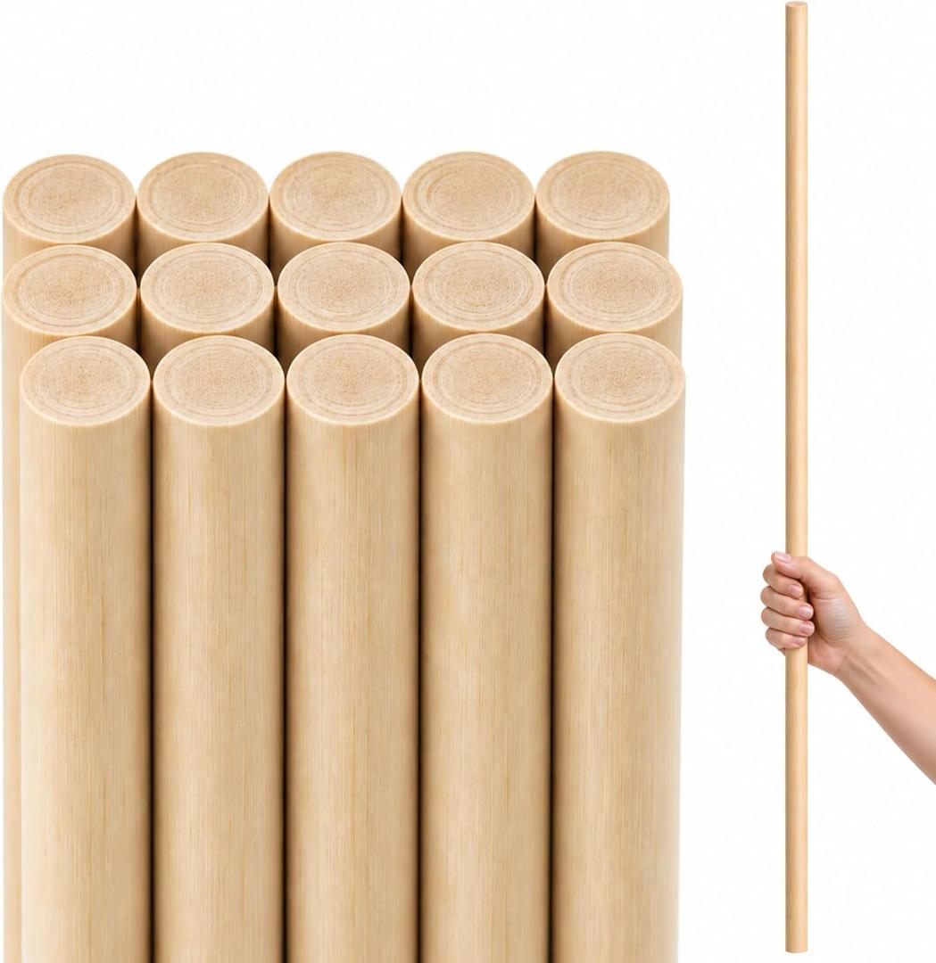 16PCS Birch Dowel Rods 3/4 x 36 Inches – 16 Pack Natural Birch Wood Sticks Smooth Wooden Dowels 36 Inch Long for Crafts DIY Crafting Projects Décor and Unfinished Wood Crafts