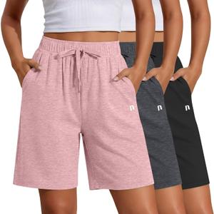 Neer 3 Pack Women's Quick Dry Shorts Women Drawstring High Waisted Bermuda Athletic Shorts with Pockets (XL)
