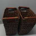 GRANNY SAYS Woven Trash Basket, Brown Wastepaper Basket with Handles, Wicker Bathroom Trash Can for Dorm Laundry Room, 2-Pack, 13" x 7 ½" x 12 ½"