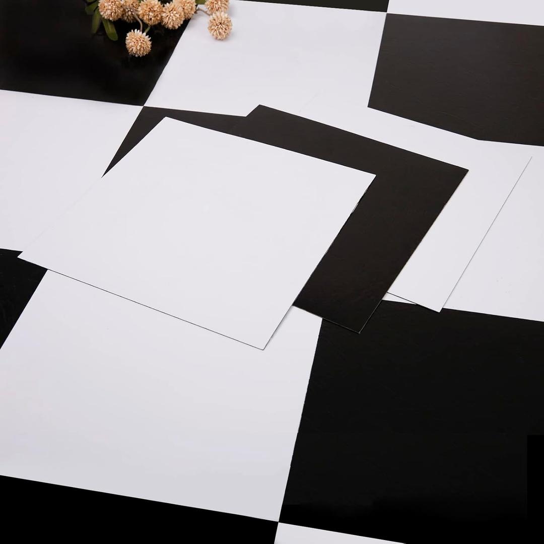 Vinyl Flooring Peel and Stick Floor Tile/Coverings 12in12in Easy to Install and Waterproof for Bathroom and Kitchen (10 PCS, Black and White)