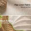 Linen Shower Curtain Flax Cream Cute Green Scalloped Boho Modern Shower Curtains for Bathroom Set, 72" W x 72" L
