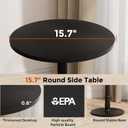 Homleke 16" Round Side Tables, Solid Wood Pillar with Wood Top & Base, Small Drink Accent Table for Living Room, Bedroom, Sofa & Office, Easy Assembly, Black