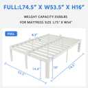 White Full Size Bed Frame 16 Inch, Metal Full Bed Frame No Box Spring Needed, Heavy Duty Steel Support 3500 LBS, DIY Headboard, Noiseless, Round Corner Legs, Storage Space, Easy Assembly