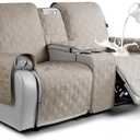 VANSOFY Loveseat Recliner Cover with Console 100% Waterproof Sofa Slipcovers Non-Slip Reclining Couch Cover Split Sofa Covers Furniture Protector for Pets, DogsKhaki (2 Seater+Console)