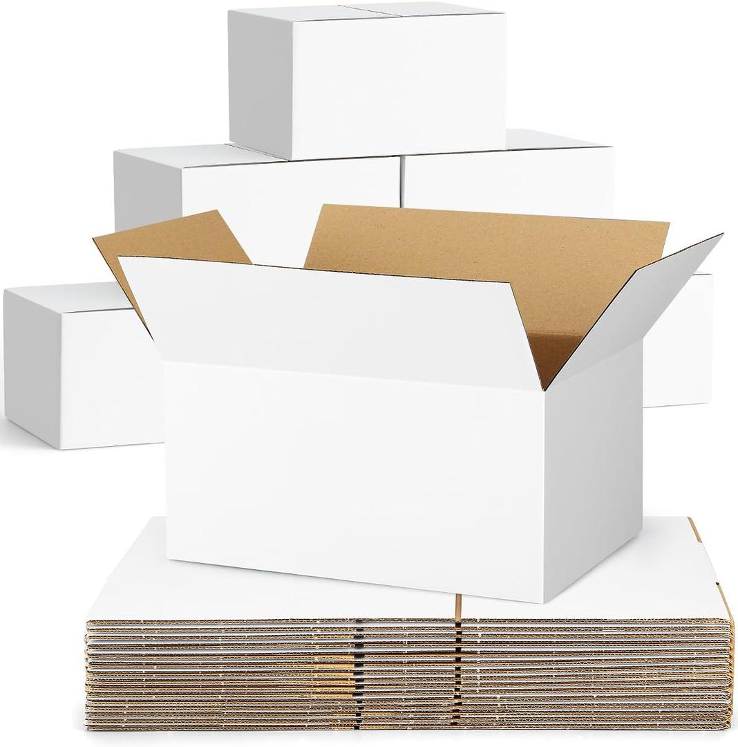 40-Pack-Small-Shipping-Boxes-9x6x4, Corrugated-Cardboard-Boxes-for-Packaging-Small-Business, White-Boxes-Mailers