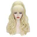Beehive Wig Blonde Women 60s Vintage Long Curly Bouffant Updo Victorian Fembot Wig 50s 70s Costume Married Housewife Heat Resistant Synthetic Hair Wigs for Halloween Party + Cap (Blonde Golden)