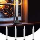 SURAIELEC 4 Pack Battery Operated Window Candles, Dusk-to-Dawn Window Lights with Removable Candle Holders, LED Flameless Candlesticks for Christmas Window, Mantel, Dining Table, Matte Black