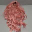 Pink Wig - Long Pink Wavy Wigs for Women Middle Part Pastel Pink 26 inch Natural Curly Synthetic Wig Heat Resistant Fiber Wigs for Daily Party Use