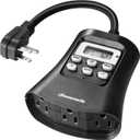 DEWENWILS Outdoor Digital Timer for Lights, 7-Day Programmable Plug in Timer with 3 Grounded Outlets for Landscape String Light, 15A, 1/3 HP UL Listed