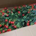 24 Artificial Boxwood Topiary Ball Tree with Rose - Set of 2 Artificial Shrub Bushes with Ground Spike, Keep Evergreen, Fake Plants for Garden Porch Countyard Patio Valentine's Day Decor