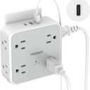 Multi Plug Outlet Extender, TESSAN Outlet Splitter with 8 Sockets and 3 USB (1 USB C), Wall Surge Protector with Power Switch, 3 Sided Multiple Wall Plug Extender for Home, Dorm Room, Office (White-Grey)
