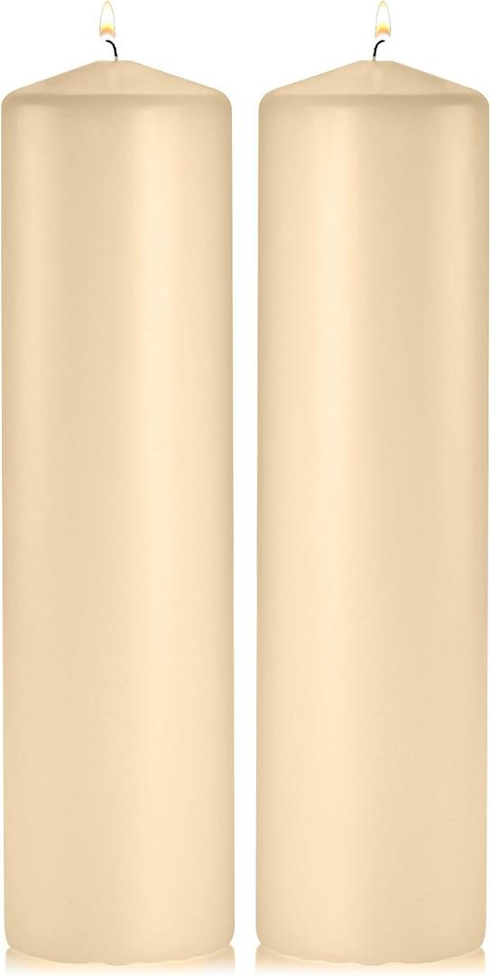 Light In The Dark Ivory Pillar Candles - Set of 2 Unscented Pillar 3x12 inches for Wedding Centerpiece Candle, Home Decor and Holiday Celebrations