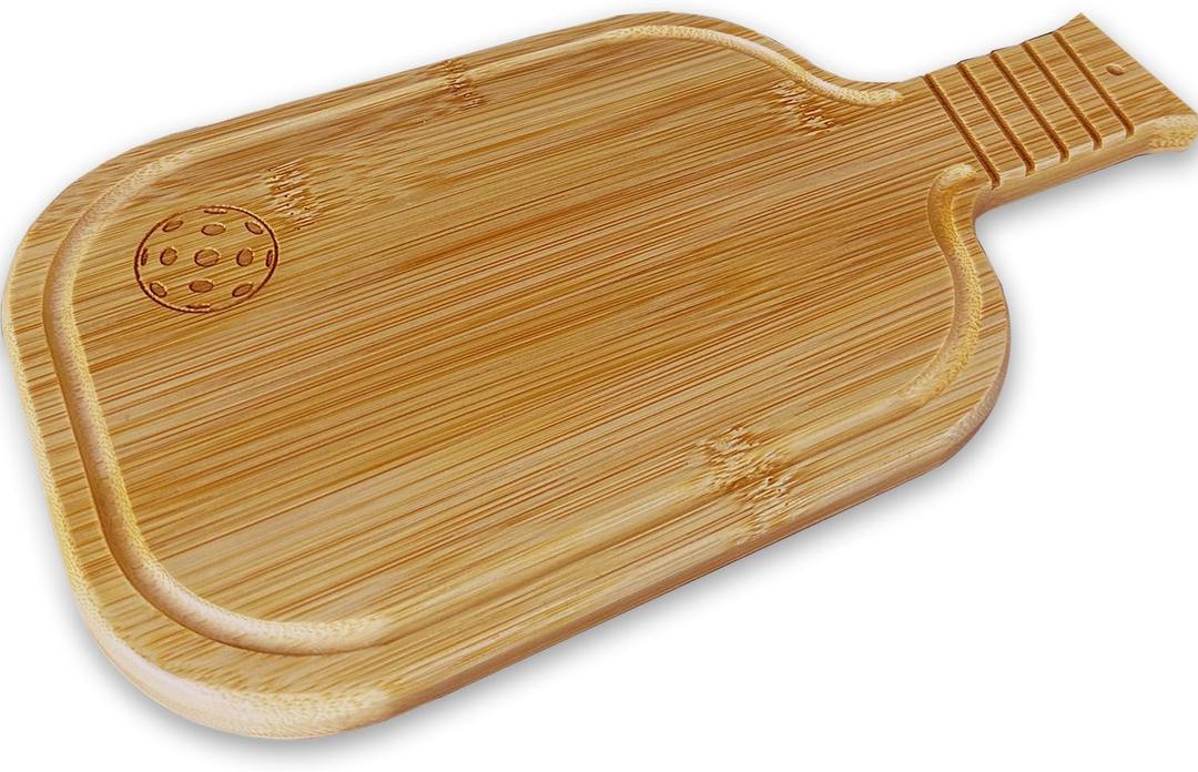 2 x Pickleball Charcuterie Board with Handle  12.4" x 6.3" Bamboo Serving Tray with Pickleball Engraving, Juice Groove & Hanging Hole  Unique Gift for Pickleball Fans & Social Gatherings
