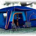 KTT Extra Large Tent 12 Person,Family Cabin Tents,2 Bay-Windows,2 Rooms and 3 Doors 3 Windows with Mesh,Waterproof,Straight Wall,Double Layer,Big Tent for Outdoor,Picnic,Camping