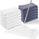 SmoothNovelty 10 Pcs Extra Large Microfiber Cloth 30" x 20" Large Floor Microfiber Towel Reusable Washable Free Lint Free Cloth Rag for Squeegee Mop Floor Window Housekeeping (White,Gray)