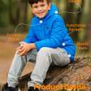 HENNCHEE Kids Heated Jacket for Boys Girls Lightweight Winter Heated Jacket with Battery Pack Heated Coat (Blue, M)