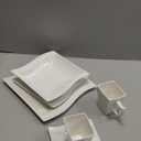 MALACASA Ivory White Dinnerware Sets, 30-Piece Porcelain Plates and Bowls Sets, Modern Dish Set for 6, Square Plates Dinnerware Set Kitchen Dishware Sets, Microwave and Dishwasher Safe, Series Flora