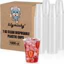 Lilymicky 1000 PACK 7 oz Clear Plastic Cups, 7 Ounce Disposable Drinking Cups for Birthday Parties, Picnics, Ceremonies, and any Events
