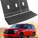 Cargo mats with Backrest Mat for Chevy Tahoe 2021 2022 2023 2024 2025 & for GMC Yukon 2022-2025 (Excluding XL) 7 seat Trunk Liner, All Weather TPE Car Accessories for Tahoe 21-25 & for Yukon 22-25(White)